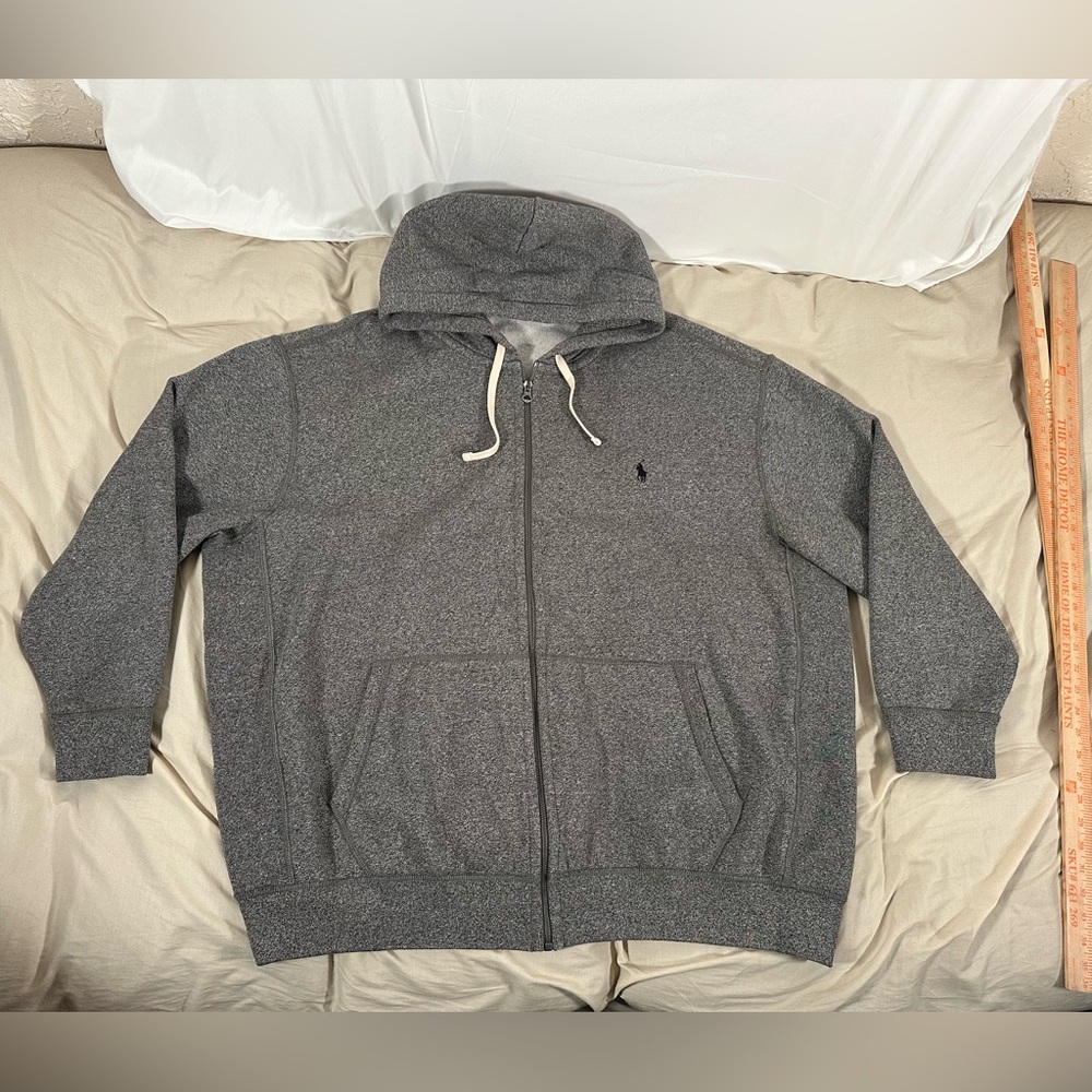 Polo Ralph Lauren Full Zip Men’s Hoodie Reverse Weave 3XB Grey Heavyweight